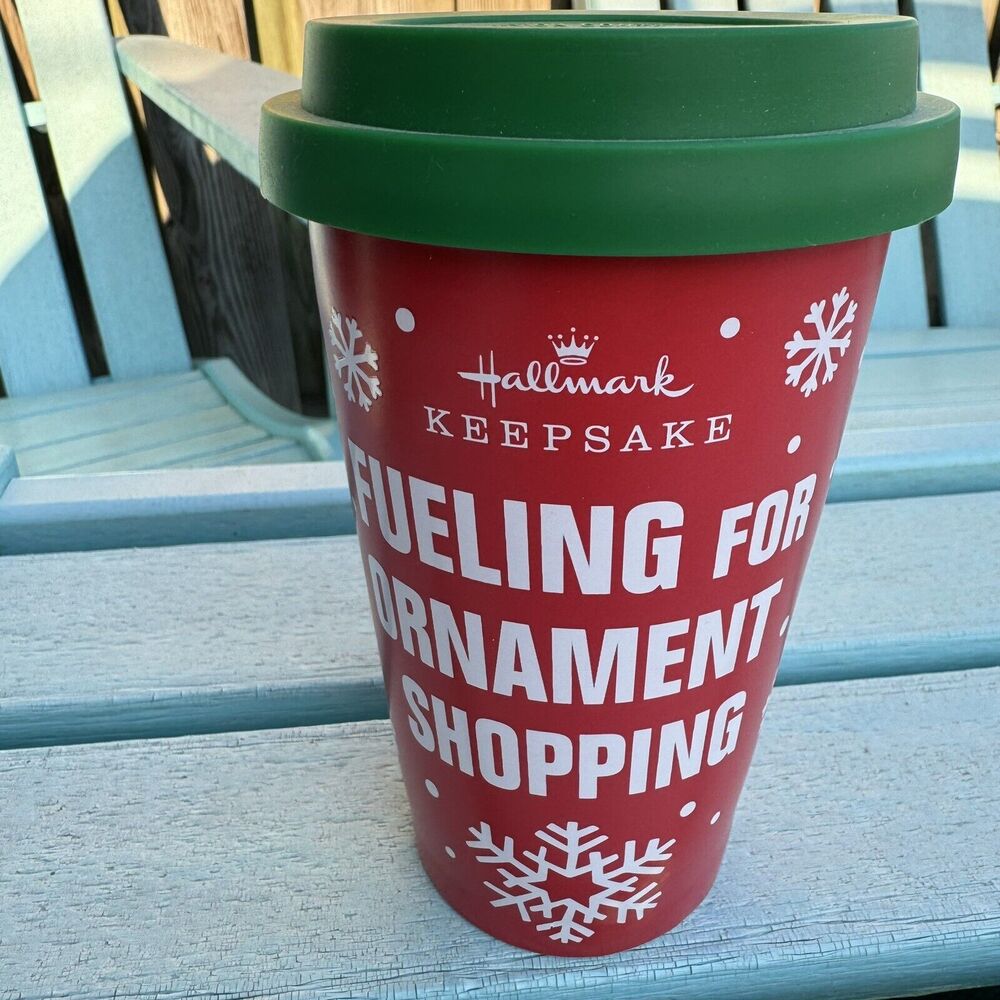 NEW Hallmark "Fueling for Ornament Shopping" Christmas Ceramic Travel Mug 10oz